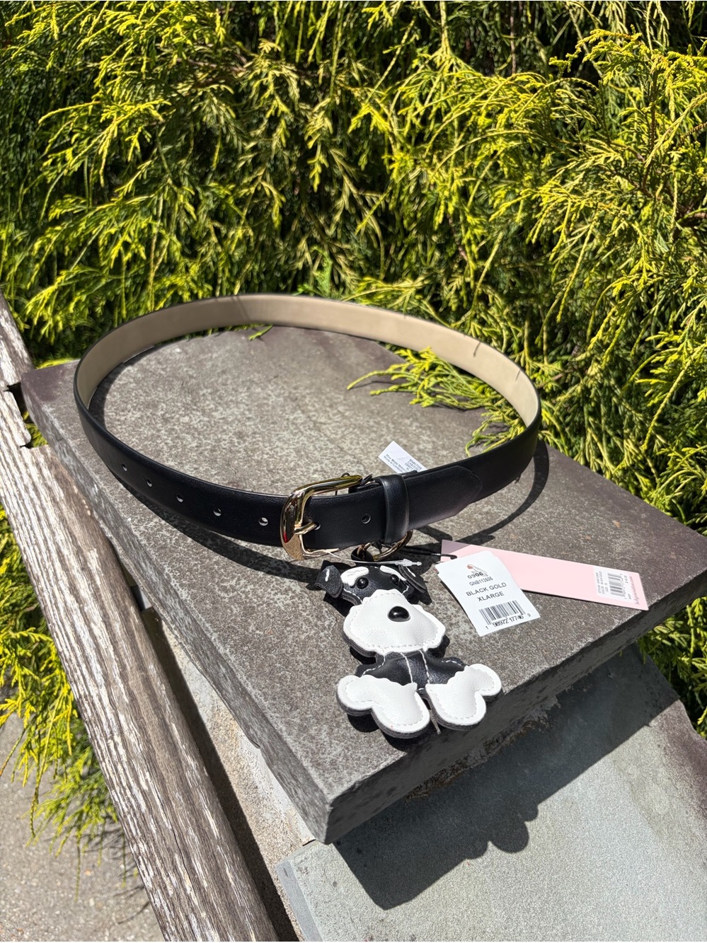 BCBGeneration Black Belt with detachable Dog Charm NWT Size XL